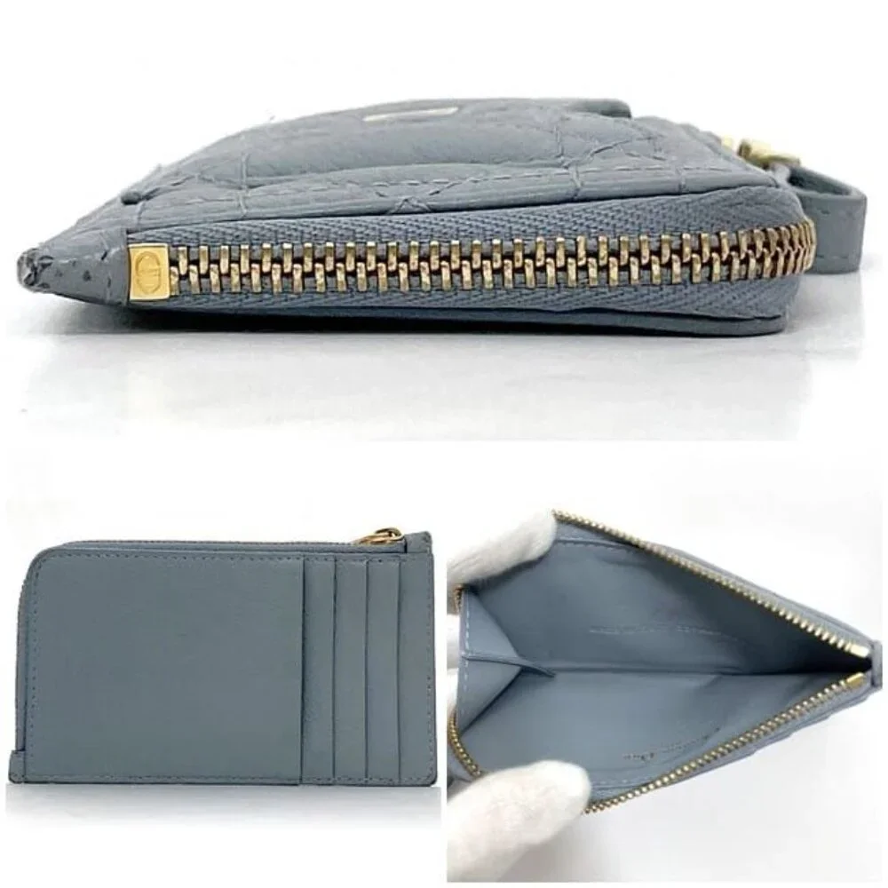 Christian Dior Coin Case Blue Lady Dior Leather